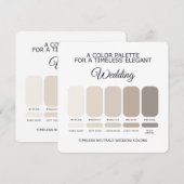 Neutral Wedding Color Palette Card Kaart (Voorkant / Achterkant)
