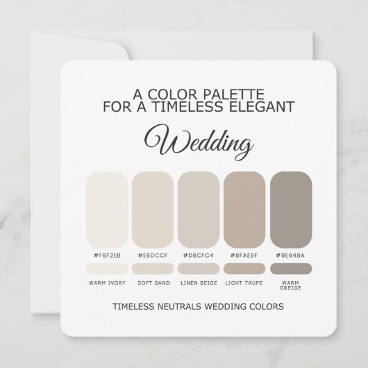 Neutral Wedding Color Palette Card Kaart (Voorkant)