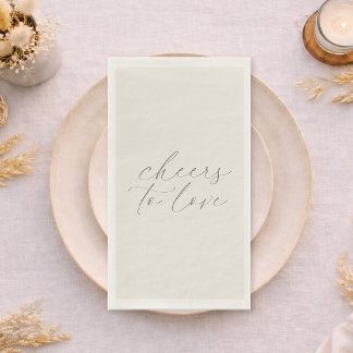Neutral Wedding Guest Towels “Cheers to Love” Servet