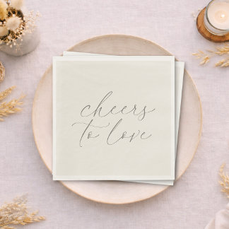 Neutral Wedding Napkins “Cheers to Love” Servet