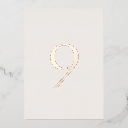 Neutral Wedding Table Number with Real Foil Folie Uitnodiging (Voorkant)