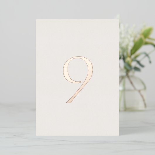 Neutral Wedding Table Number with Real Foil Folie Uitnodiging (Staand Voorkant)