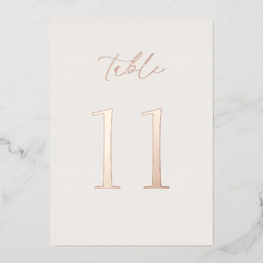 Neutral Wedding Table Number with Real Foil Folie Uitnodiging (Voorkant)