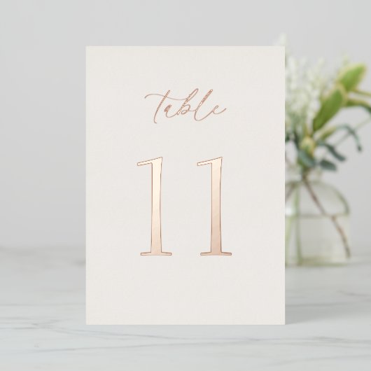 Neutral Wedding Table Number with Real Foil Folie Uitnodiging (Staand Voorkant)