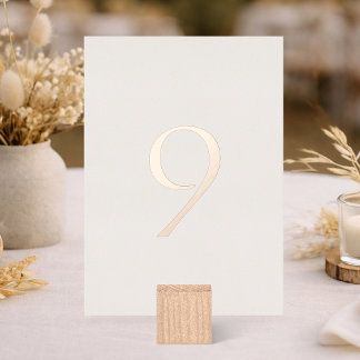 Neutral Wedding Table Number with Real Foil Folie Uitnodiging