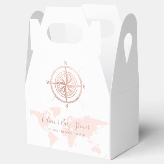 Neutral Wereldkaart Travel Adventure Baby shower Bedankdoosjes (Geopend)