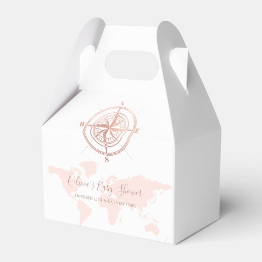 Neutral Wereldkaart Travel Adventure Baby shower Bedankdoosjes (Voorkant Zijde)