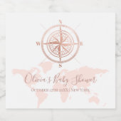 Neutral Wereldkaart Travel Adventure Baby shower Sparkling Wijnetiket (Enkel label)