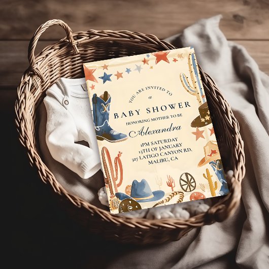 Neutral Western Cowboy Baby Shower Kaart