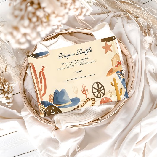 Neutral Western Cowboy Diapper Raffle Informatiekaartje