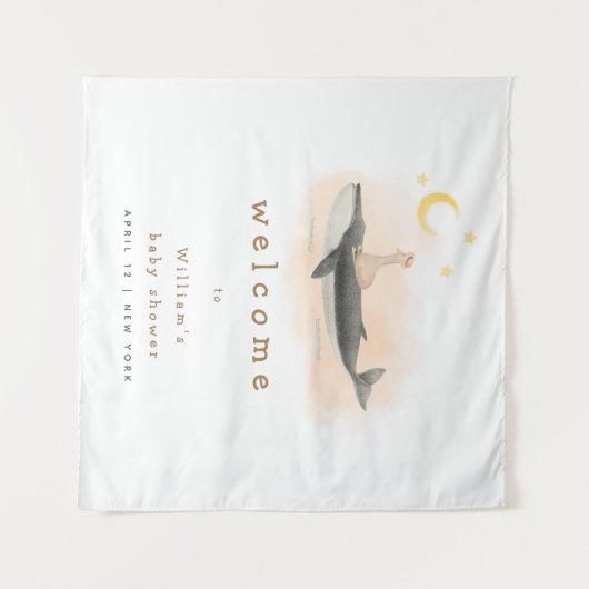 Neutral  Whale & Duck Baby shower Welkom Wandkleed (Voorkant (horizontaal))