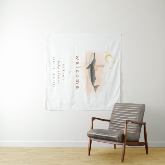 Neutral  Whale & Duck Baby shower Welkom Wandkleed (In Situ (horizontaal))