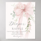 Neutral Whimsical Bow Diaper raffle Baby shower Poster (Voorkant)