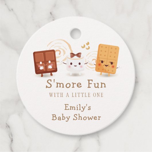 Neutral Whimsical S'more Fun Baby shower Bedankjes Labels (Voorkant)
