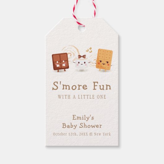 Neutral Whimsical S'more Fun Baby shower Cadeaulabel (Voorkant)
