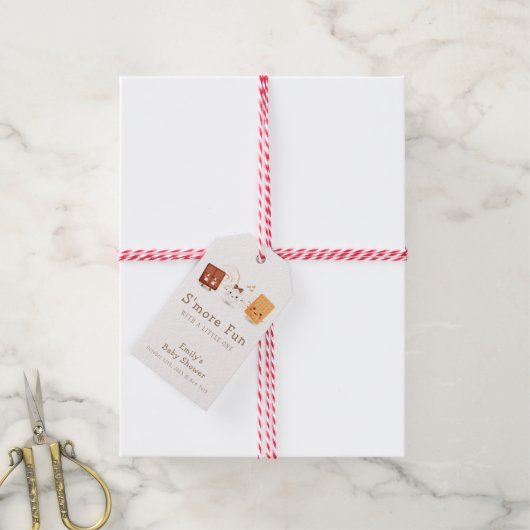 Neutral Whimsical S'more Fun Baby shower Cadeaulabel (Met Touw)
