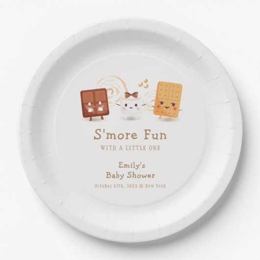 Neutral Whimsical S'more Fun Baby shower Papieren Bordje (Voorkant)
