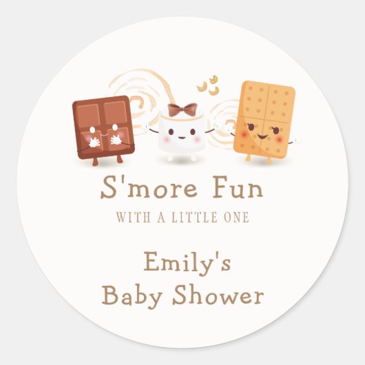 Neutral Whimsical S'more Fun Baby shower Ronde Sticker (Voorkant)