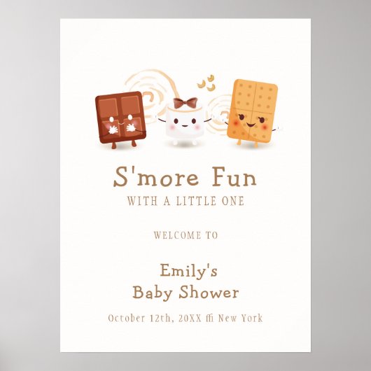 Neutral Whimsical S'more Fun Baby shower Welkom Poster (Voorkant)