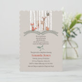 Neutral Whimsical Woodland Creatures Baby shower Kaart (Staand voorkant)