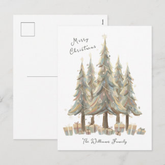 Neutral White Christmas Trees Cream Holiday Feestdagenkaart