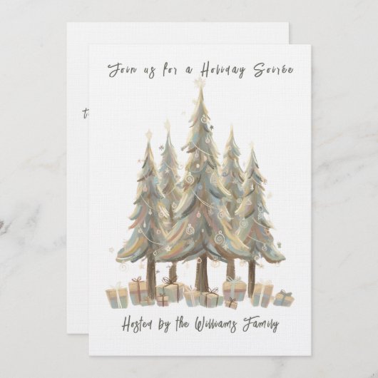 Neutral White Christmas Trees Cream Holiday Kaart (Voorkant / Achterkant)