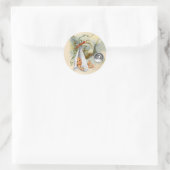 NEUTRAL WHITE STORK BABY SHOWER GEMSTONE MONOGRAM RONDE STICKER (Tas)