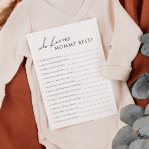 Neutral Wie kent mama Baby shower spel Kaart
