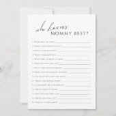 Neutral Wie kent mama Baby shower spel Kaart (Voorkant)