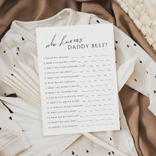 Neutral Wie kent papa Baby shower spel Kaart