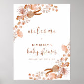 Neutral Wildflower Boho Baby shower Welkom Poster (Voorkant)