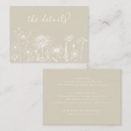Neutral Wildflower Details Card Minimalist Wedding Informatiekaartje