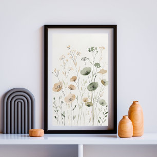 Neutral Wildflower Waterverf I Poster