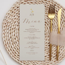 Neutral Wildflower Wedding Menu Kaart
