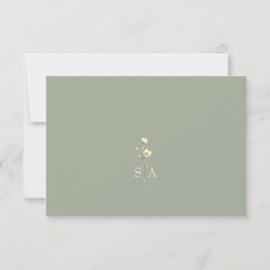 Neutral Wildflower Wedding RSVP Kaart (Achterkant)