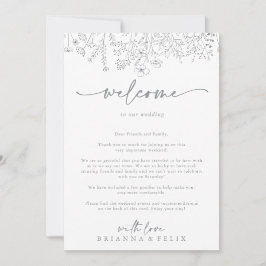 Neutral Wildflower Wedding Welkomstbrief (Voorkant)