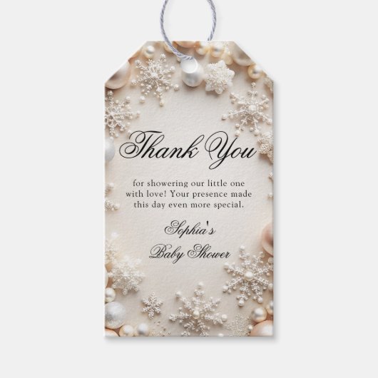 Neutral Winter Baby shower Dank u wel Cadeaulabel (Voorkant)
