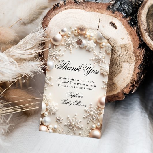 Neutral Winter Baby shower Dank u wel Cadeaulabel