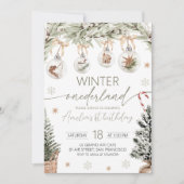 Neutral Winter Onederland Invitation Kaart (Voorkant)