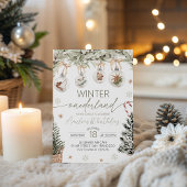 Neutral Winter Onederland Invitation Kaart