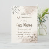 Neutral Winter Quinceañera Invitation – Minimalist Kaart (Staand voorkant)