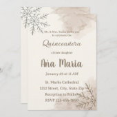 Neutral Winter Quinceañera Invitation – Minimalist Kaart (Voorkant / Achterkant)