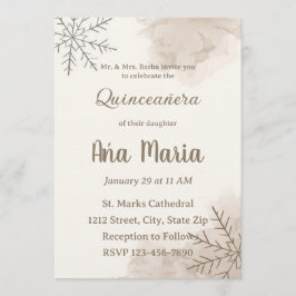 Neutral Winter Quinceañera Invitation – Minimalist Kaart