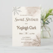 Neutral Winter Sweet Sixteen Invitation – Minimal Kaart (Staand voorkant)