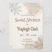 Neutral Winter Sweet Sixteen Invitation – Minimal Kaart (Voorkant / Achterkant)