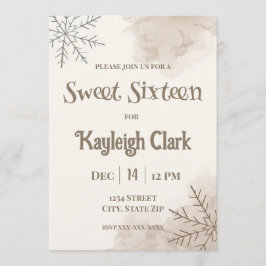 Neutral Winter Sweet Sixteen Invitation – Minimal Kaart