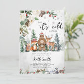 Neutral Winter Woodland Baby shower Kaart (Staand voorkant)
