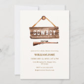 Neutral Wooden Wild West Cowboy Pistool Baby showe Kaart (Voorkant)