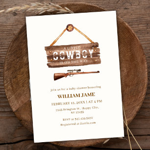 Neutral Wooden Wild West Cowboy Pistool Baby showe Kaart
