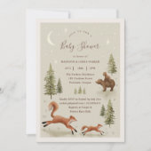 Neutral Woodland Animals Baby shower Invitation Kaart (Voorkant)